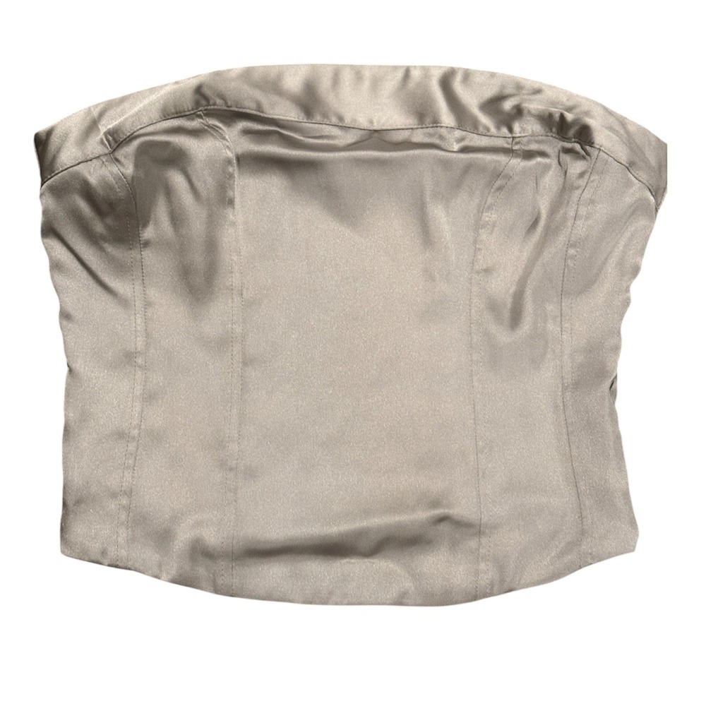 Wild Fable Gray Strapless Satin Bustier Top Smocked Back Small NWT